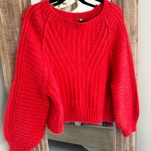 free people red sweater xs
